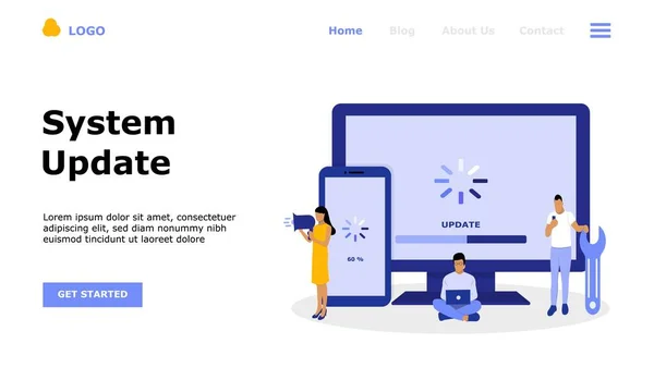 System Update Vector Illustration Concept Suitable Web Landing Page Mobile — стоковый вектор