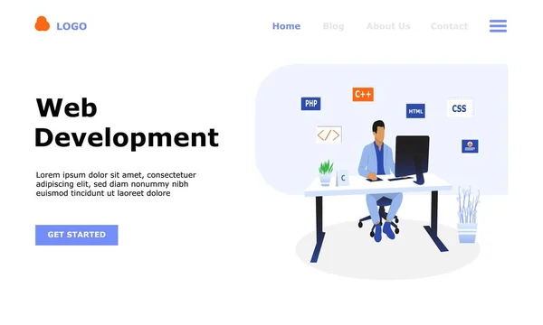 Concepto Ilustración Vectores Desarrollo Web Adecuado Para Landing Page Web — Vector de stock