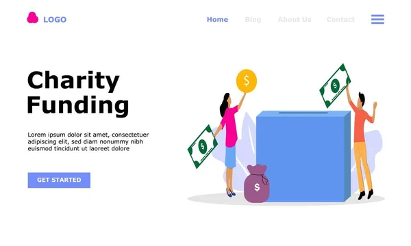 Concepto Ilustración Vectores Financiación Caridad Adecuado Para Landing Page Web — Archivo Imágenes Vectoriales
