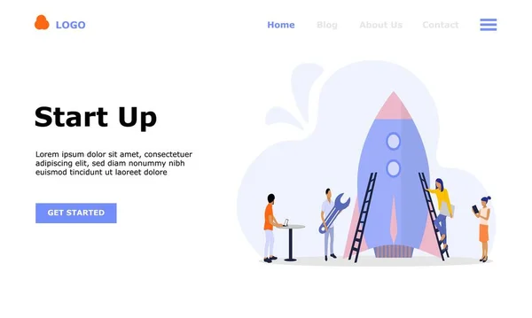 Business Start Vector Illustration Concept Adecuado Para Landing Page Web — Vector de stock