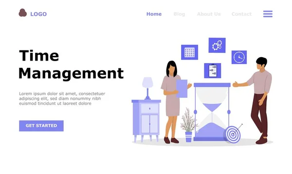 Concepto Ilustración Vectores Gestión Del Tiempo Adecuado Para Landing Page — Vector de stock