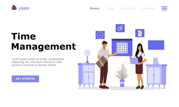Time Management Vector Подходит Веб Посадочной Страницы Мобильного Приложения Назидательного — стоковый вектор