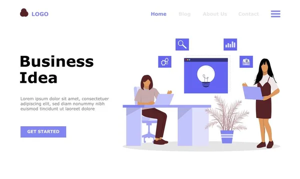 Ideas Negocios Concepto Ilustración Vectorial Adecuado Para Landing Page Web — Vector de stock