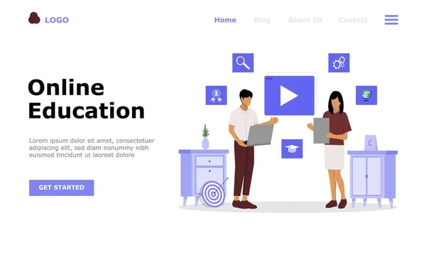 Вектор Онлайн Образования Подходит Веб Посадочной Страницы Мобильного Приложения Назидательного — стоковый вектор