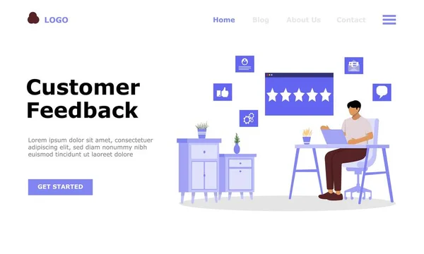 Customer Feedback Vector Illustration Concept Adatto Pagina Destinazione Web App — Vettoriale Stock