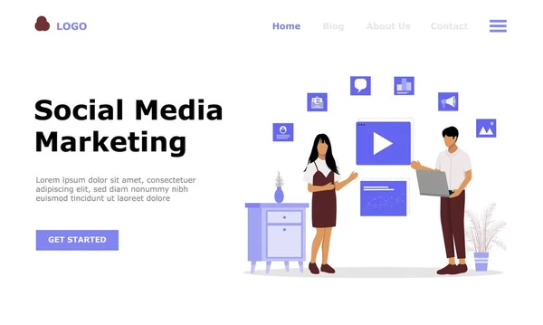 Social Media Marketing Vector Illustration Concept Adatto Pagina Destinazione Web — Vettoriale Stock