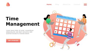 Time Management Vector Illustration Concept, web iniş sayfası için elverişli, ui, mobil uygulama, editoryal tasarım, broşür, afiş ve diğer ilgili durumlar için