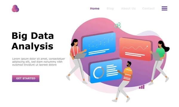 Вектор Анализа Больших Данных Big Data Analysis Vector Подходит Веб — стоковый вектор