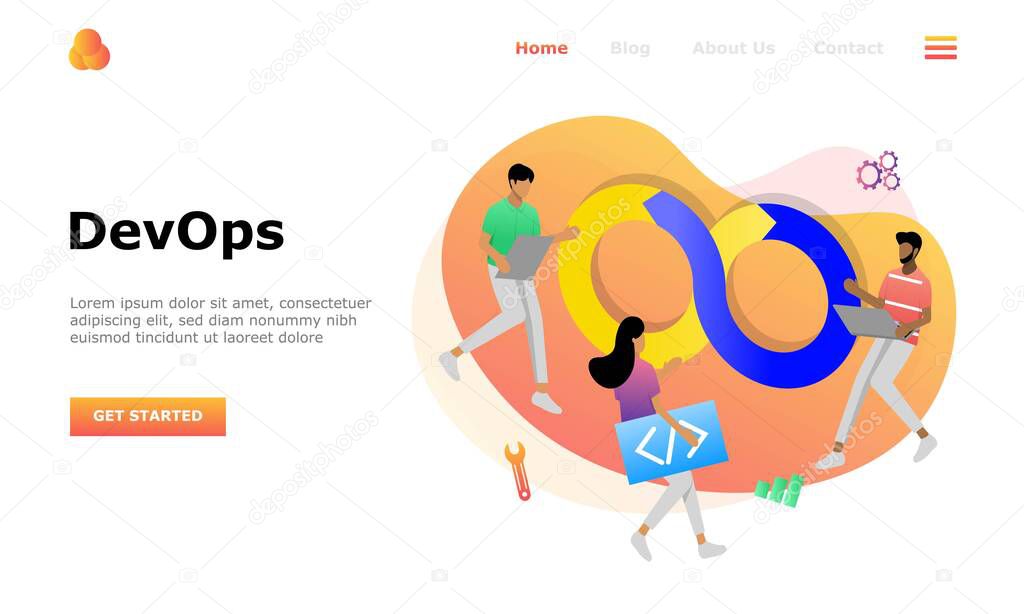 DevOps Programmers Vector Illustration Concept, Suitable for web landing page, ui, mobile app, editorial design, flyer, banner, and other related occasion