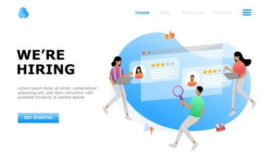 İş Bulma ve Çevrimiçi İşe Alma Vektörü İllüstrasyon Konsepti, web iniş sayfası, ui, mobil uygulama, editör tasarımı, broşür, afiş ve diğer ilgili durumlar için uygundur