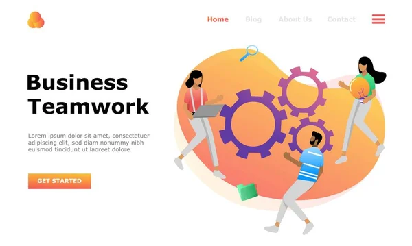 Business Teamwork Vector Illustration Concept Suitable Web Landing Page Mobile — Stock Vector