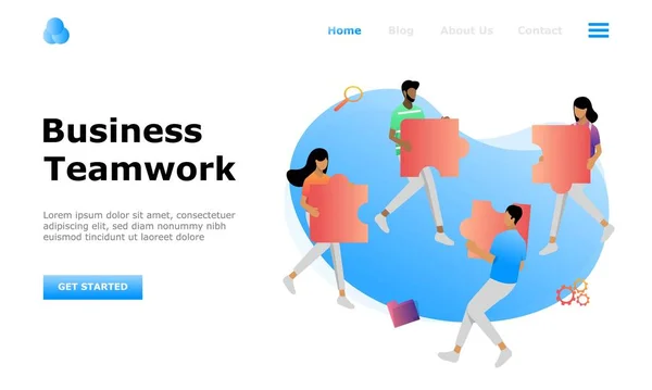 Business Teamwork Vector Illustration Concept Adequado Para Página Destino Web — Vetor de Stock