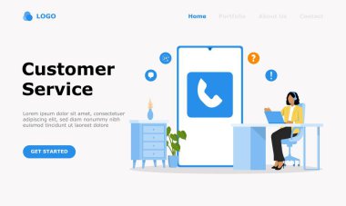 Müşteri Destek ve Danışmanlık Müşterileri Vektör İllüstrasyonu Konsepti, web iniş sayfası, ui, mobil uygulama, editör tasarımı, broşür, afiş ve diğer ilgili durumlar için uygundur