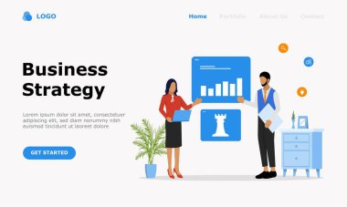 Business Strategy Vector Illustration Concept, web iniş sayfası için elverişli, ui, mobil uygulama, editoryal tasarım, broşür, afiş ve diğer ilgili durumlar için