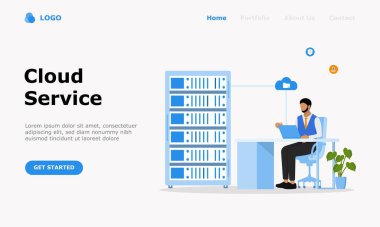 Cloud Computing Services Vector Illustration Concept, Web iniş sayfası için uygundur, ui, mobil uygulama, editoryal tasarım, ilan, ve diğer ilgili durumlar için uygundur