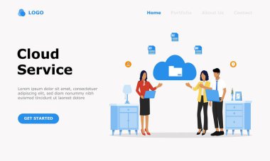Cloud Computing Services Vector Illustration Concept, Web iniş sayfası için uygundur, ui, mobil uygulama, editoryal tasarım, ilan, ve diğer ilgili durumlar için uygundur