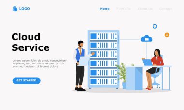 Cloud Computing Services Vector Illustration Concept, Web iniş sayfası için uygundur, ui, mobil uygulama, editoryal tasarım, ilan, ve diğer ilgili durumlar için uygundur