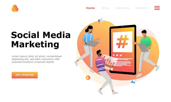 Social Media Marketing Vector Illustration Concept Κατάλληλο Για Web Landing — Διανυσματικό Αρχείο