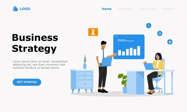 Business Strategy Vector Illustration Concept Suitable Web Landing Page Mobile — стоковый вектор