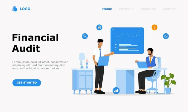 Conceito Ilustração Vetorial Auditoria Financeira Adequado Para Página Destino Web — Vetor de Stock