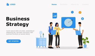 Business Strategy Vector Illustration Concept, web iniş sayfası için elverişli, ui, mobil uygulama, editoryal tasarım, broşür, afiş ve diğer ilgili durumlar için