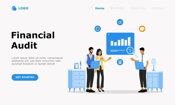 Financial Audit Vector Illustration Concept Κατάλληλο Για Web Landing Page — Διανυσματικό Αρχείο