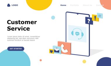 Müşteri Destek ve Danışmanlık Müşterileri Vektör İllüstrasyonu Konsepti, web iniş sayfası, ui, mobil uygulama, editör tasarımı, broşür, afiş ve diğer ilgili durumlar için uygundur