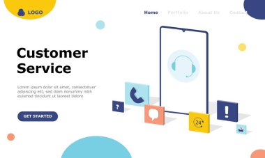 Müşteri Destek ve Danışmanlık Müşterileri Vektör İllüstrasyonu Konsepti, web iniş sayfası, ui, mobil uygulama, editör tasarımı, broşür, afiş ve diğer ilgili durumlar için uygundur