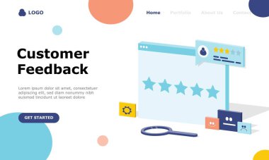 Müşteri Geribildirim Vektörü İllüstrasyon Konsepti, web iniş sayfası için elverişli, ui, mobil uygulama, editör tasarımı, broşür, afiş ve diğer ilgili durumlar için uygun