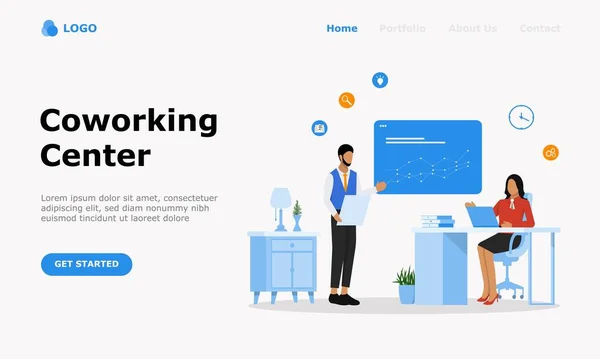 Центр Коворкинга Вектор Подходит Веб Сайта Мобильного Приложения Назидательного Дизайна — стоковый вектор