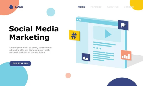 Social Media Marketing Vector Illustration Concept Adatto Pagina Destinazione Web — Vettoriale Stock