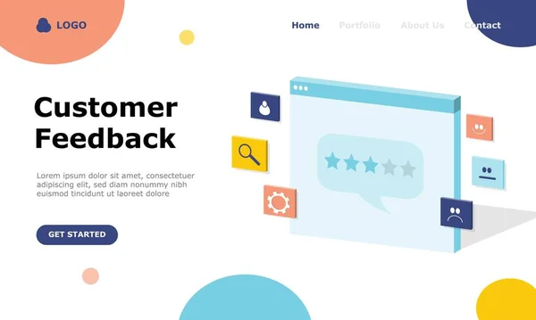 Customer Feedback Vector Illustration Concept Geschikt Voor Web Landing Page — Stockvector