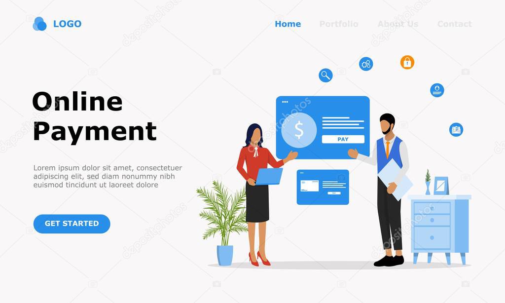 Online Payment Vector Illustration Concept, Suitable for web landing page, ui, mobile app, editorial design, flyer, banner, and other related occasion