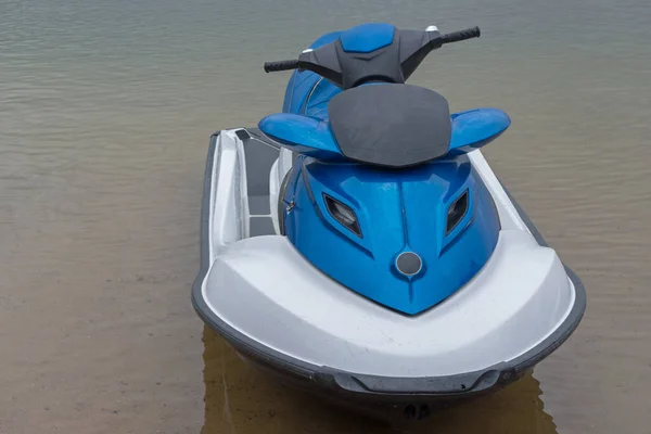 Water Scooter Boat White Deck Black Steering Part Blue Streamlined — Stock Photo, Image