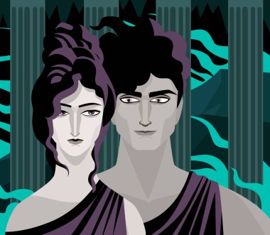 greek mythology persephone goddess prncess of the underworld and hades pluto god of the dead clipart