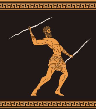 Işın Tanrısı Zeus 'un turuncu ve siyah seramiği.