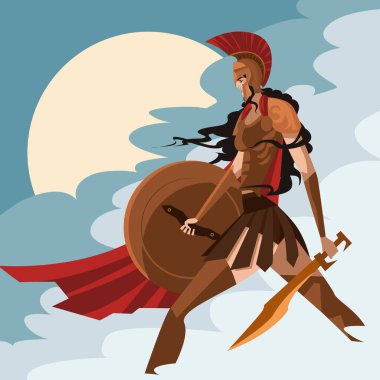 strong amazon greek spartan athena warrior clipart