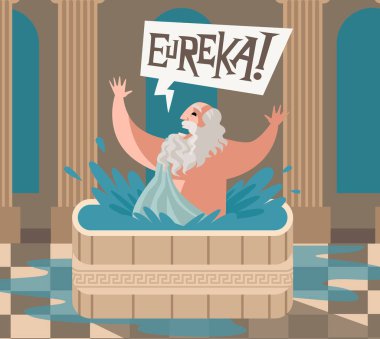 Syracusa 'nın arşivleri. Antik dahi matematikçi, banyoda Eureka diyor.