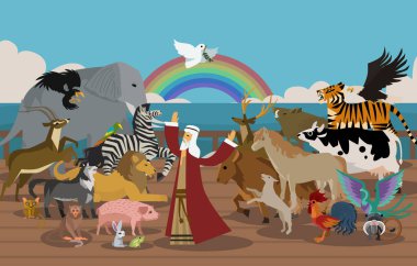 Noah's Ark and animals and dove miracle clipart