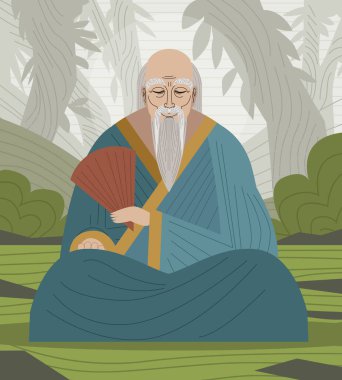 Büyük eski çin tao filozofu meditasyonu