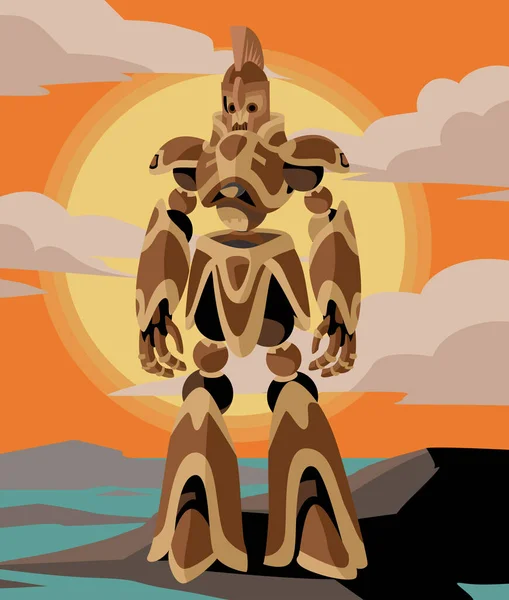 Griego Mitología Talos Gigante Bronce Automatizar Hombre — Vector de stock