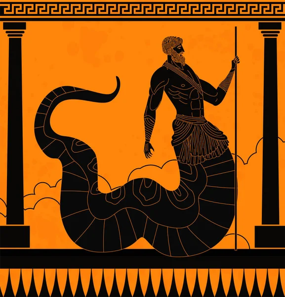 Mythologie Grecque Cecrops Serpent Roi — Image vectorielle