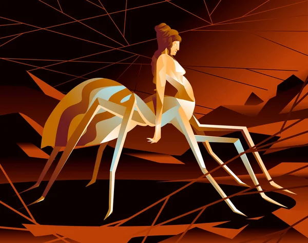 Arachne Greek Spider Mitología Mujer Diosa — Archivo Imágenes Vectoriales