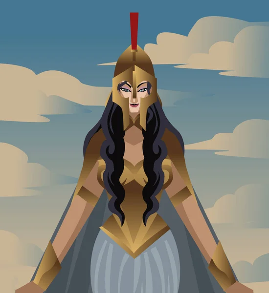 Strong Amazon Greek Spartan Athena Warrior — Stock Vector