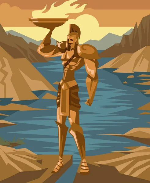 Dev Rhodes Colossus Bronz Heykeli — Stok Vektör
