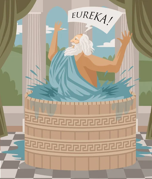 Archimedes Syracusa Antiguo Genio Matemático Inventor Diciendo Eureka Baño — Archivo Imágenes Vectoriales