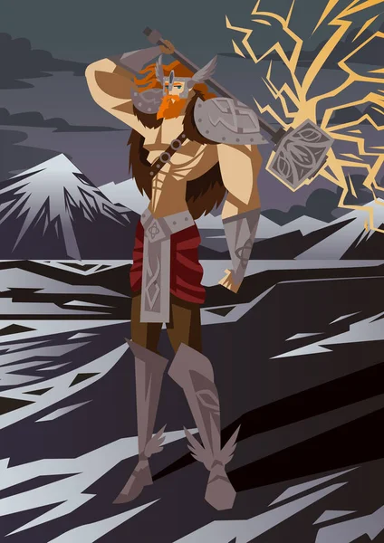 Thor Norse Mitología Dios Del Trueno — Vector de stock