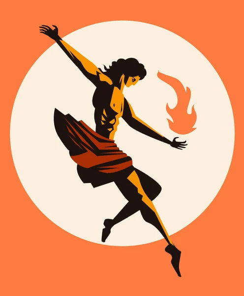 Prometheus Aus Der Griechischen Mythologie Stiehlt Die Feuerflamme — Stockvektor