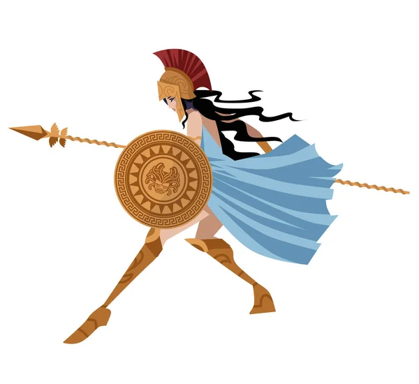 Fuerte Amazon Griego Espartano Athena Guerrero — Vector de stock