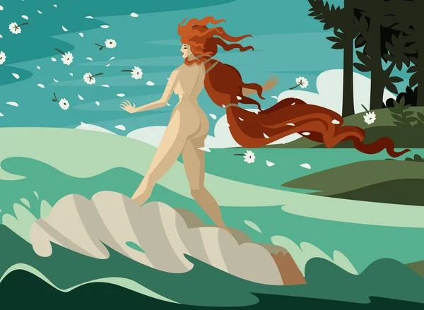 Venus Una Concha Surfeando Una Ola — Archivo Imágenes Vectoriales